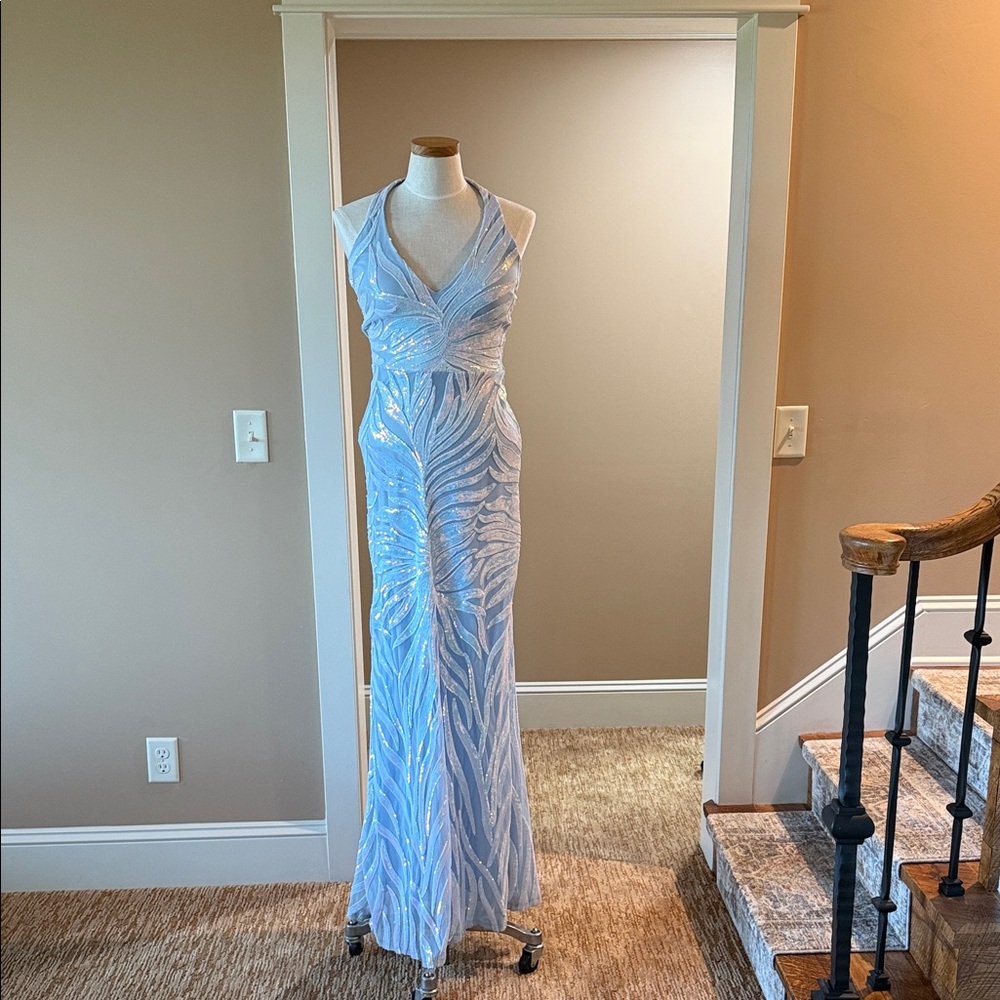 Windsor Light Blue Sequin Prom Dress